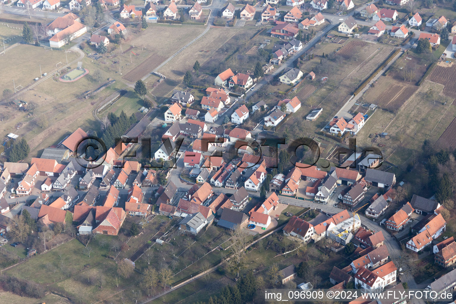 Drone recording of Seebach in the state Bas-Rhin, France