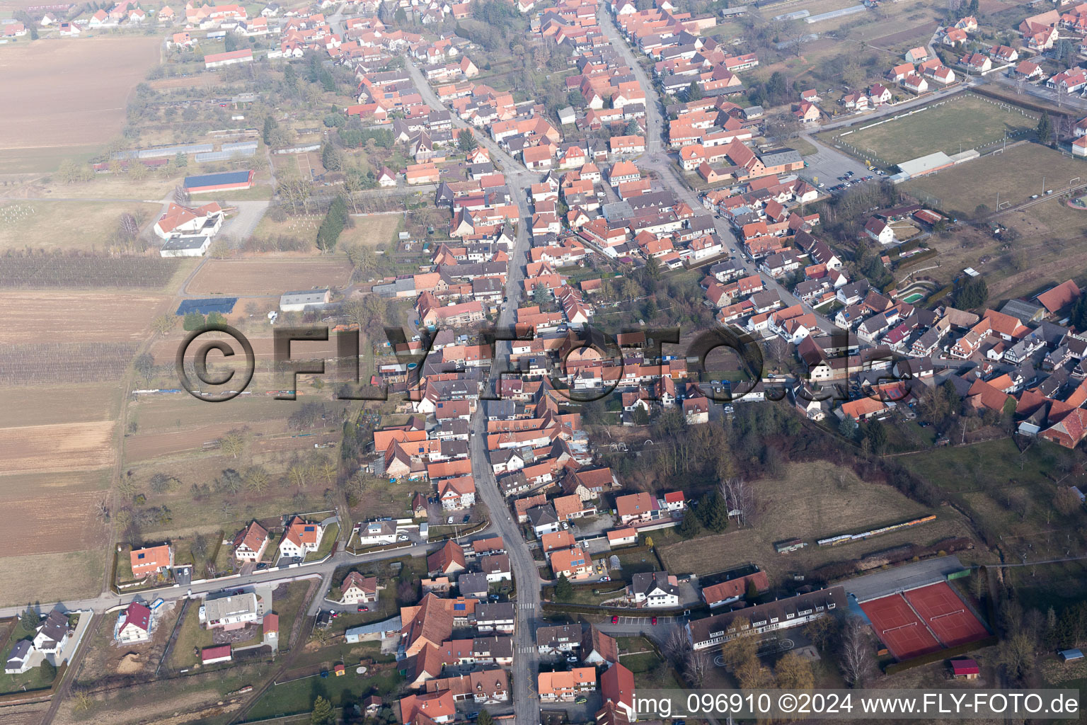 Drone image of Seebach in the state Bas-Rhin, France