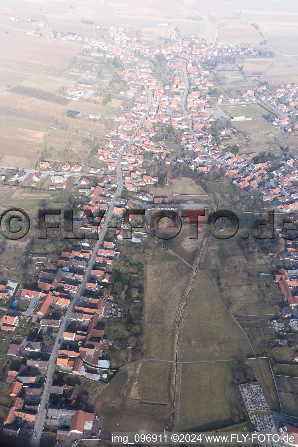 Seebach in the state Bas-Rhin, France from the drone perspective