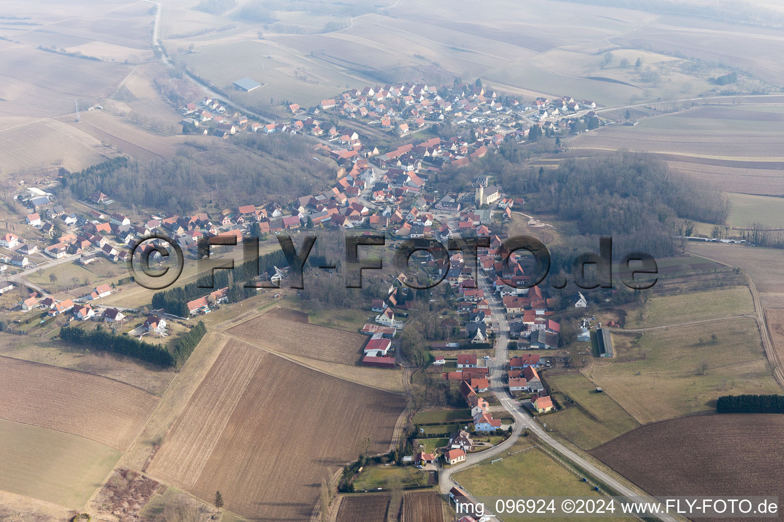 Drone image of Neewiller-près-Lauterbourg in the state Bas-Rhin, France