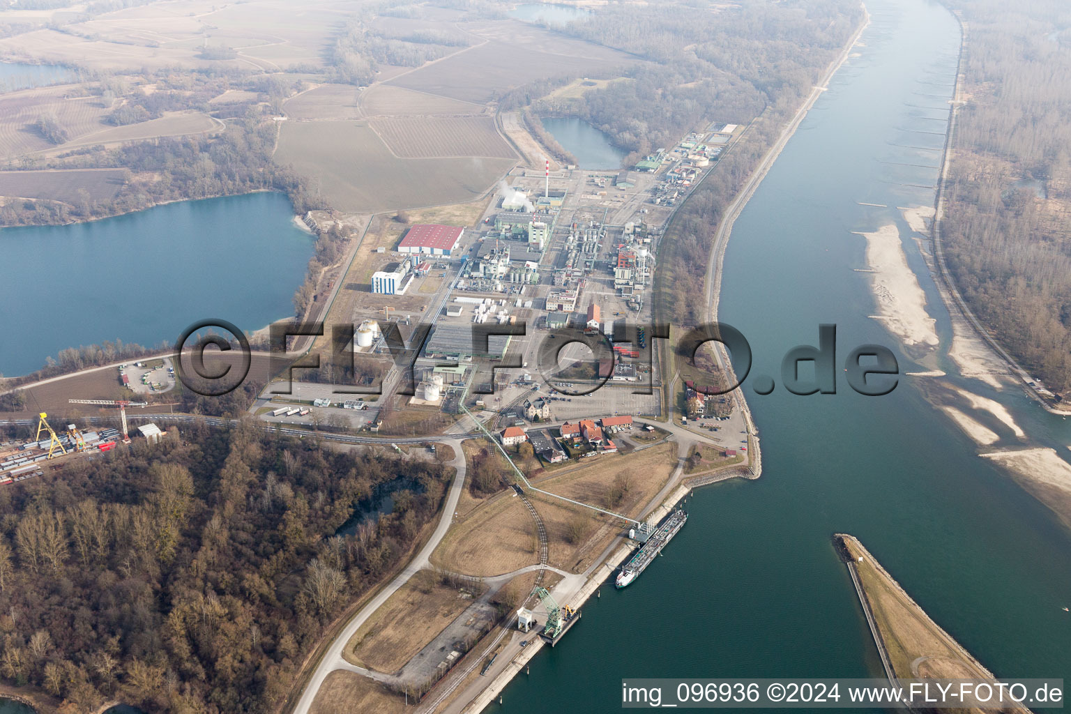 Lauterbourg in the state Bas-Rhin, France from a drone