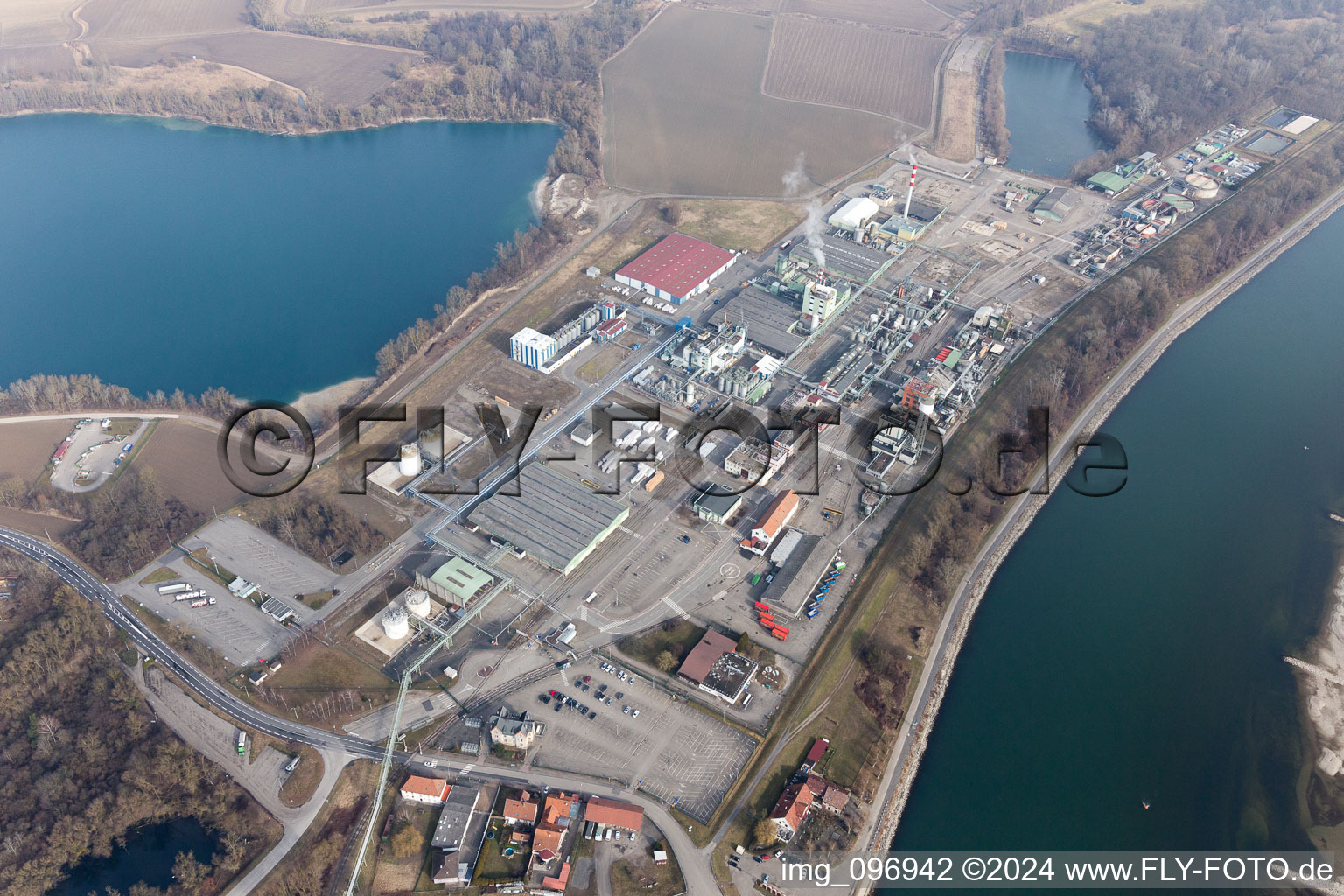 Lauterbourg in the state Bas-Rhin, France from above