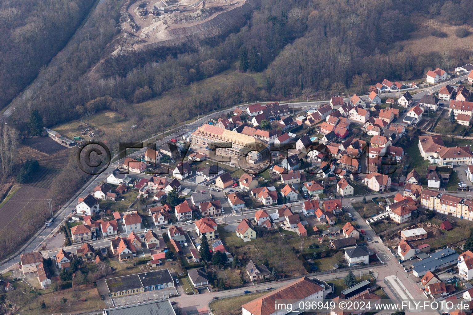 Bird's eye view of Lauterbourg in the state Bas-Rhin, France