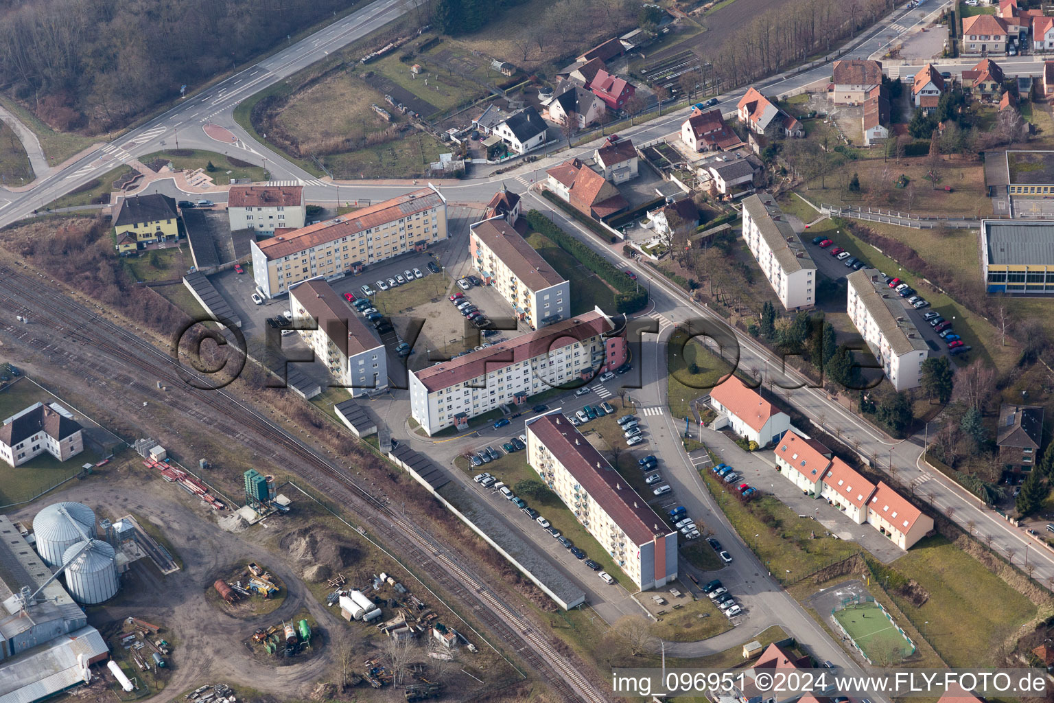 Drone recording of Lauterbourg in the state Bas-Rhin, France