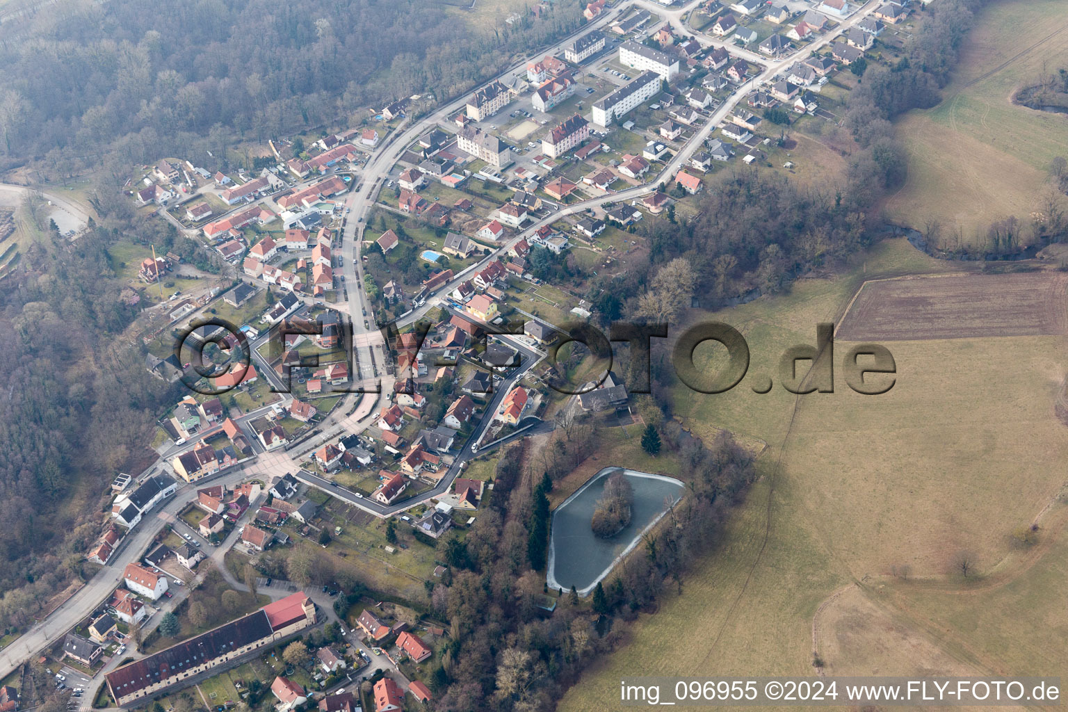 Lauterbourg in the state Bas-Rhin, France from the drone perspective