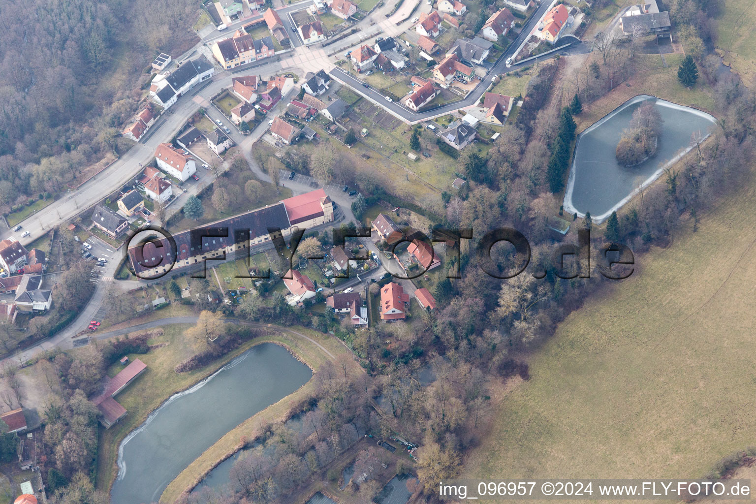 Lauterbourg in the state Bas-Rhin, France from a drone