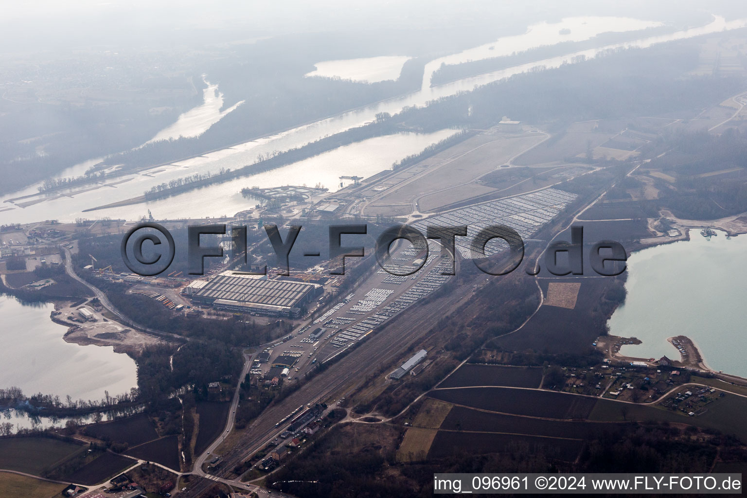 Lauterbourg in the state Bas-Rhin, France seen from a drone