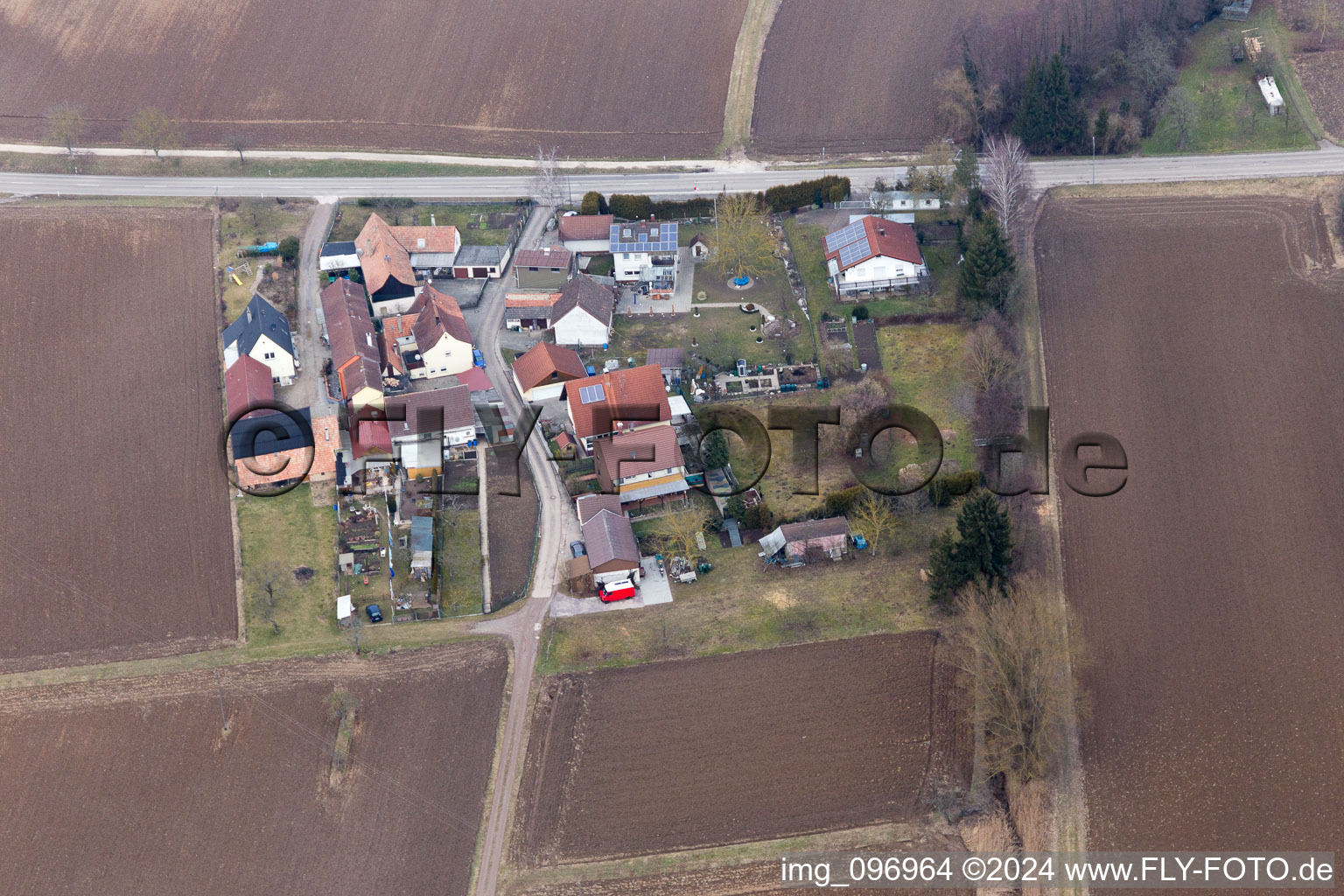 Minfeld in the state Rhineland-Palatinate, Germany viewn from the air