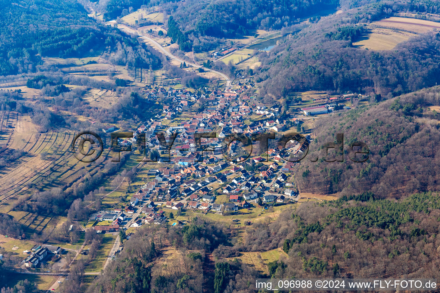 Bird's eye view of Silz in the state Rhineland-Palatinate, Germany