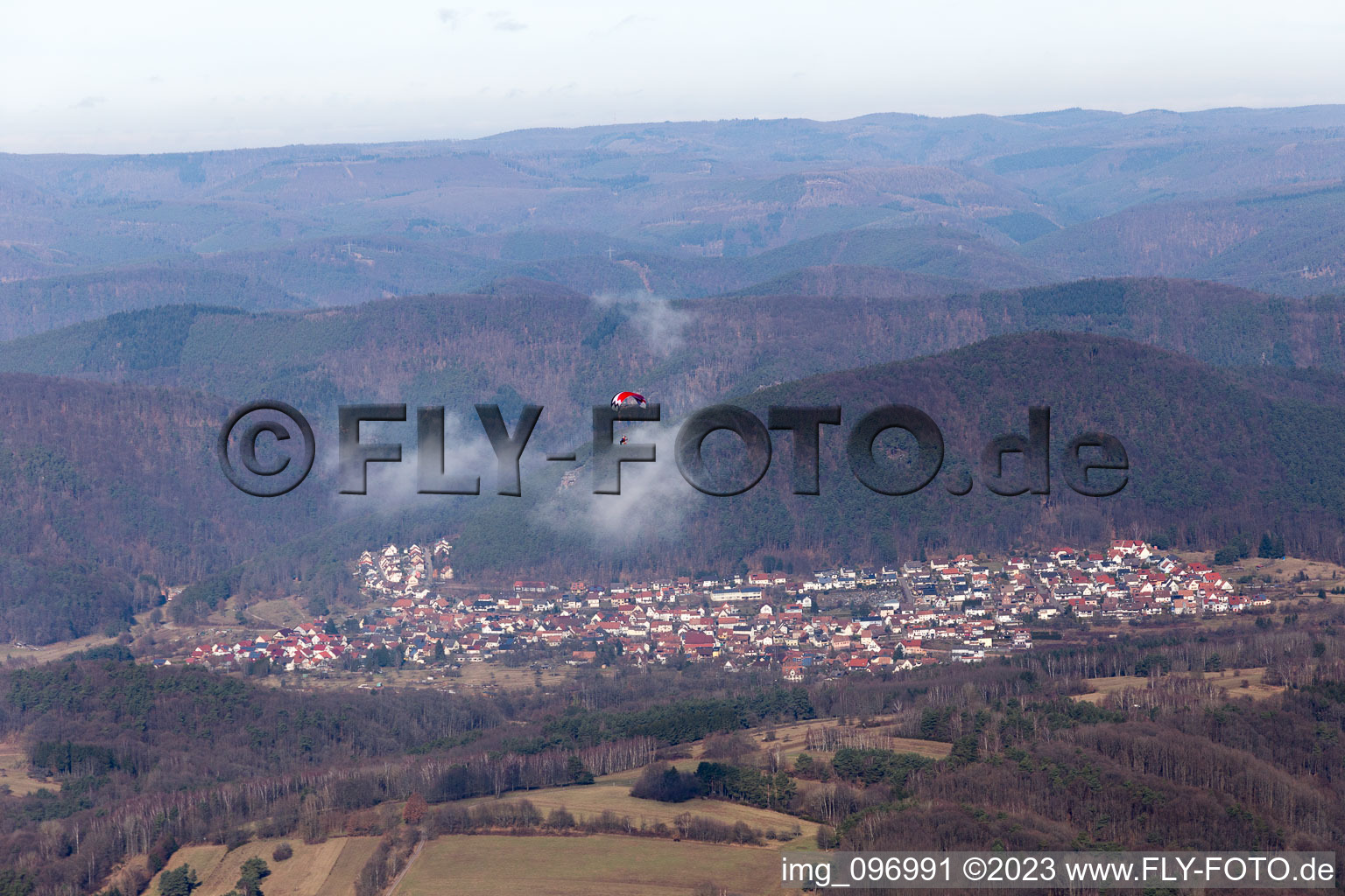 Bird's eye view of Wernersberg in the state Rhineland-Palatinate, Germany