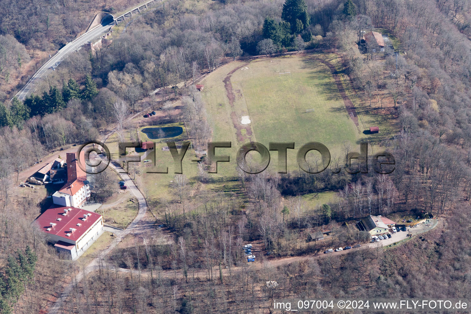 Oblique view of Annweiler am Trifels in the state Rhineland-Palatinate, Germany