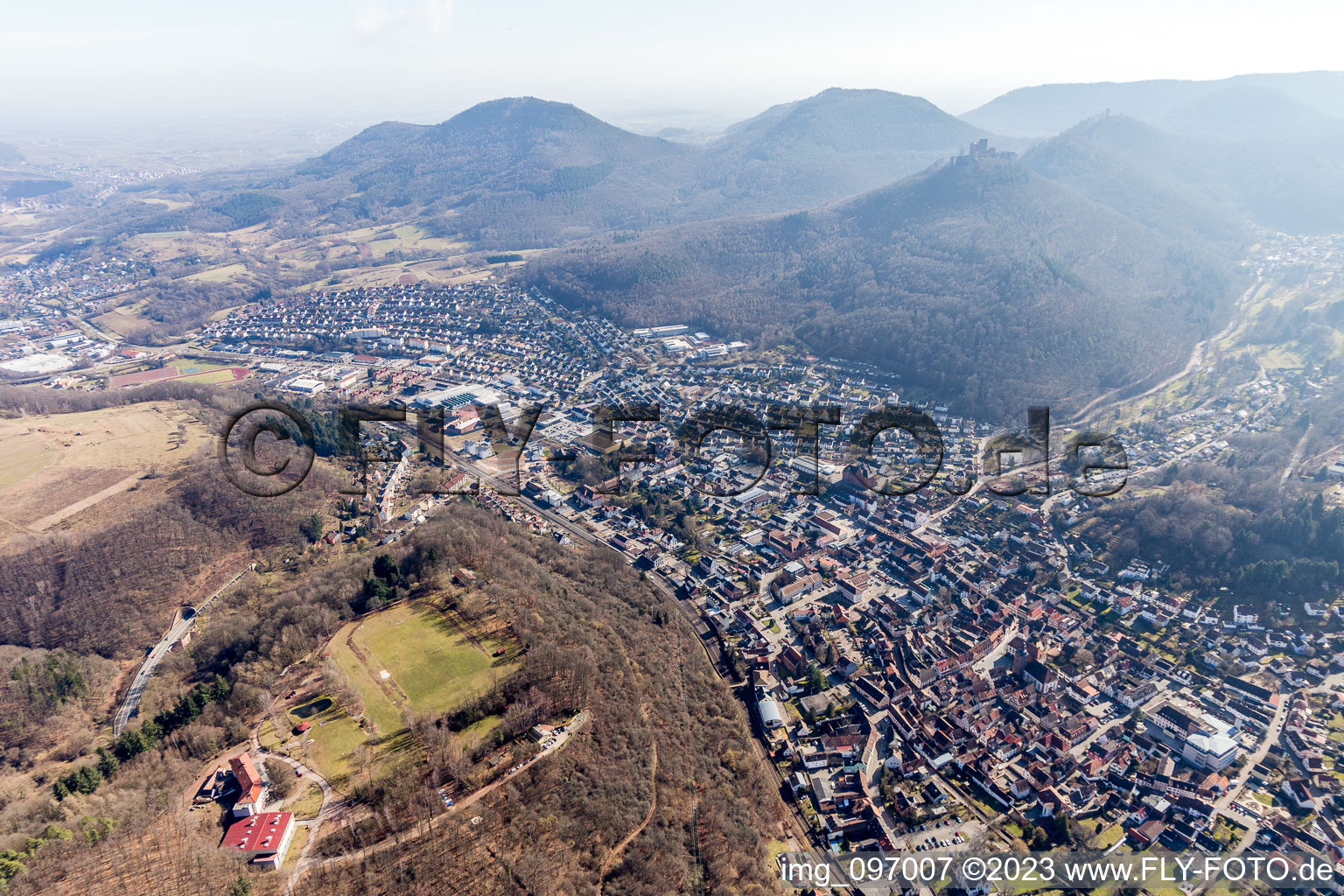 Annweiler am Trifels in the state Rhineland-Palatinate, Germany out of the air