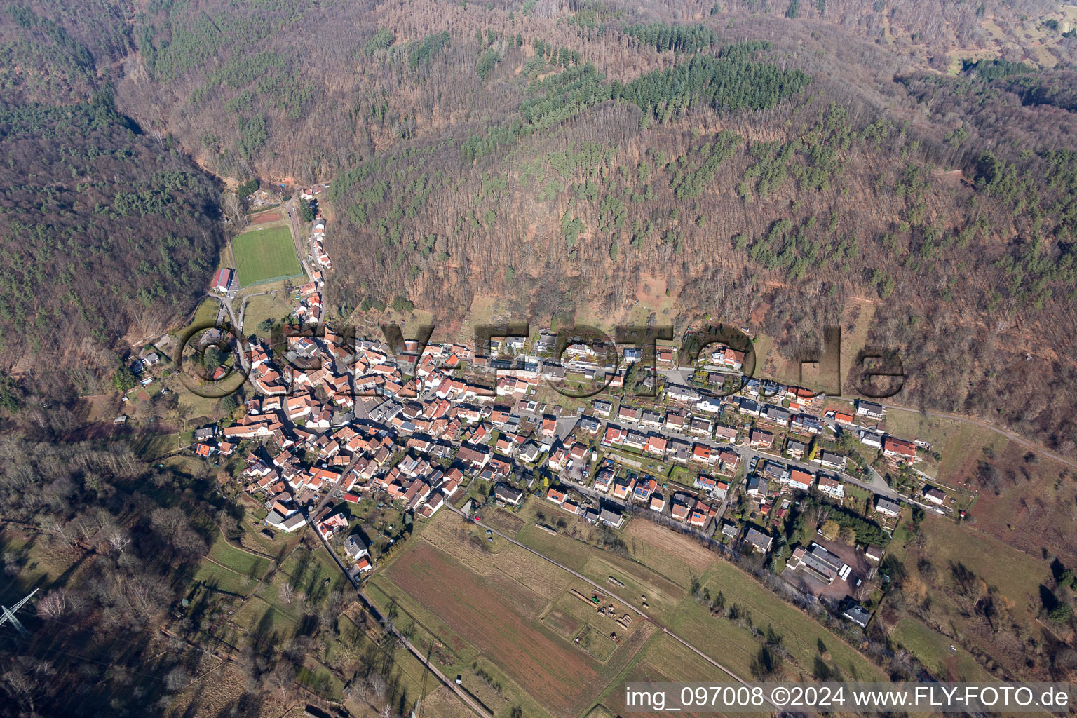 Aerial photograpy of District Gräfenhausen in Annweiler am Trifels in the state Rhineland-Palatinate, Germany