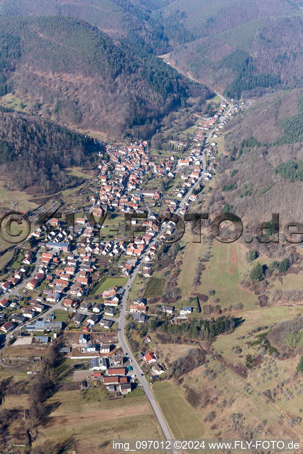 Ramberg in the state Rhineland-Palatinate, Germany viewn from the air