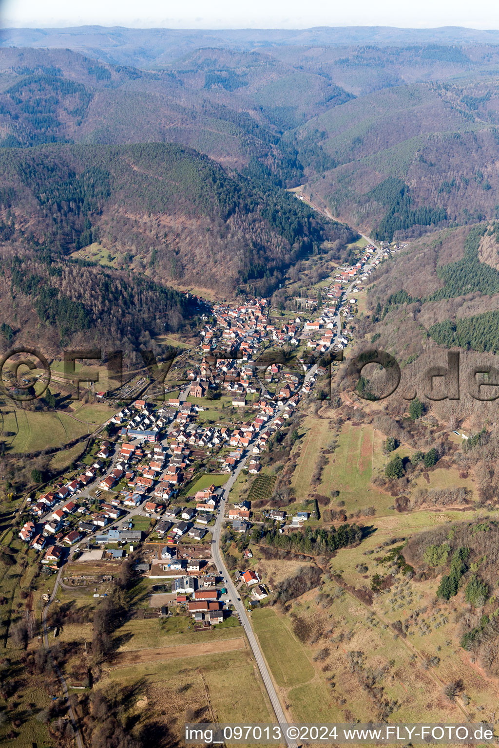 Drone recording of Ramberg in the state Rhineland-Palatinate, Germany