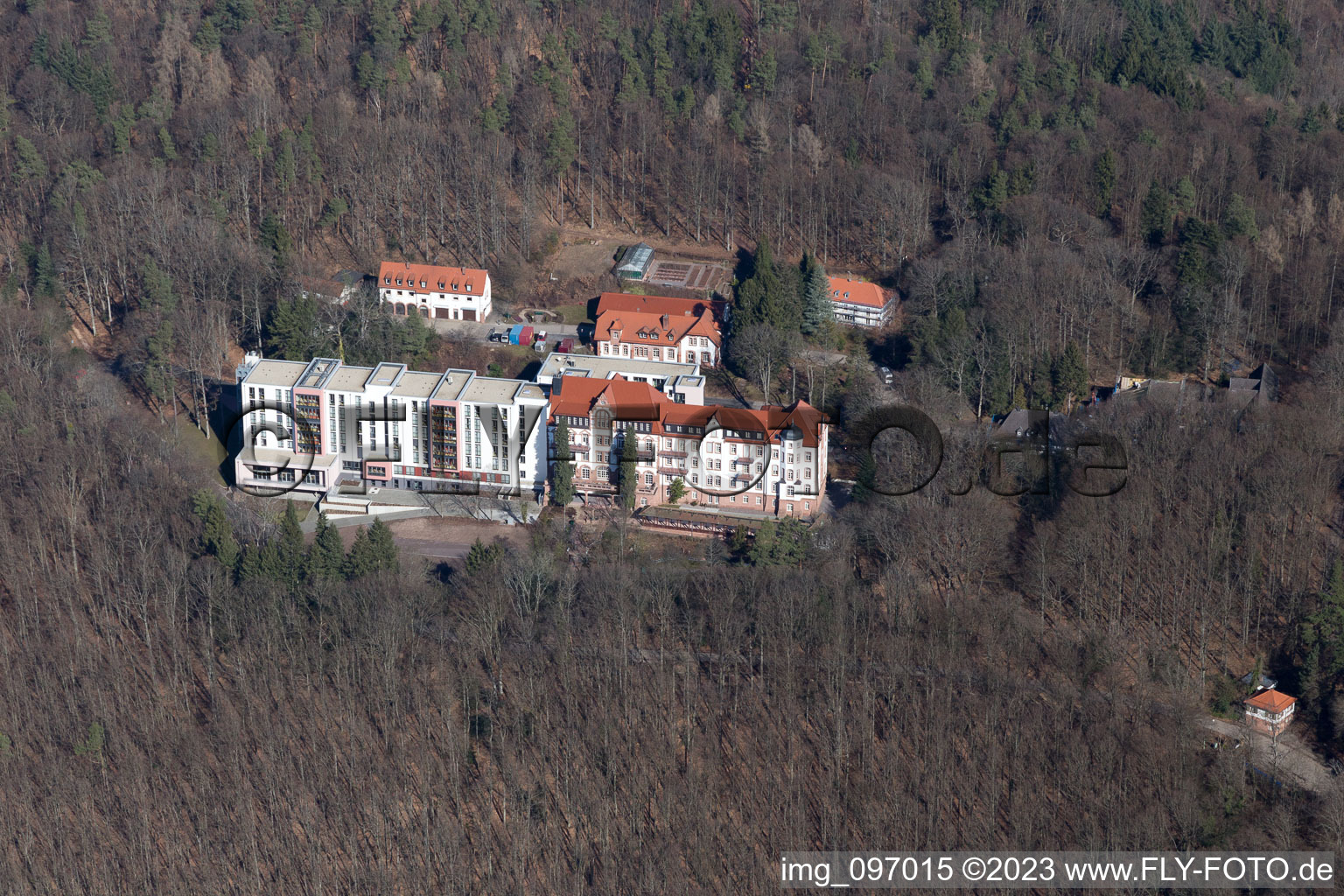 Bird's eye view of Clinic in Eußerthal in the state Rhineland-Palatinate, Germany