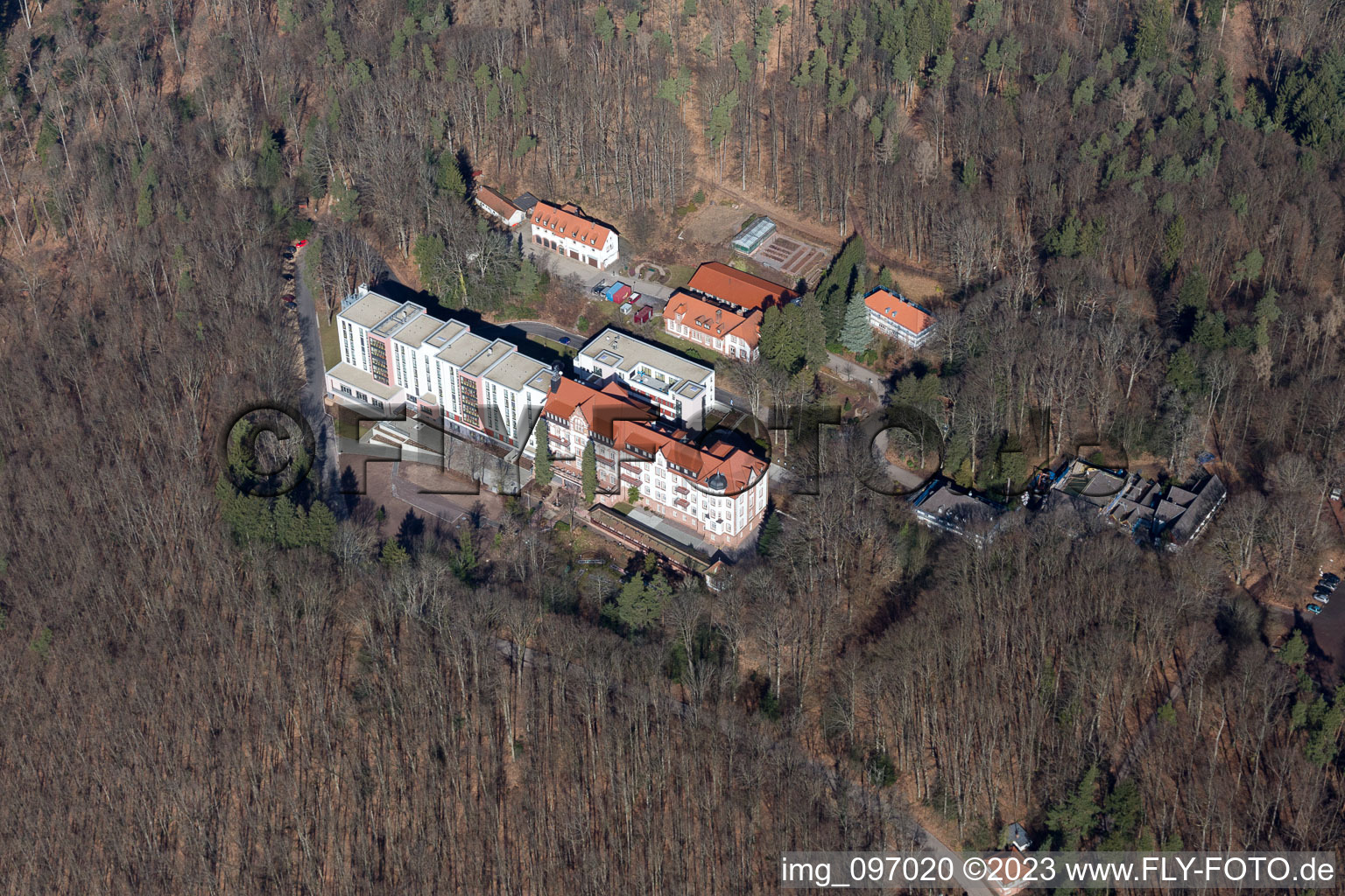 Clinic in Eußerthal in the state Rhineland-Palatinate, Germany viewn from the air