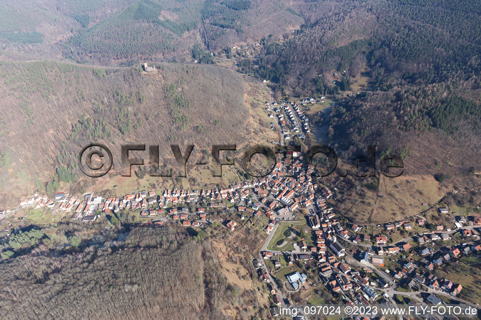 Ramberg in the state Rhineland-Palatinate, Germany from the drone perspective