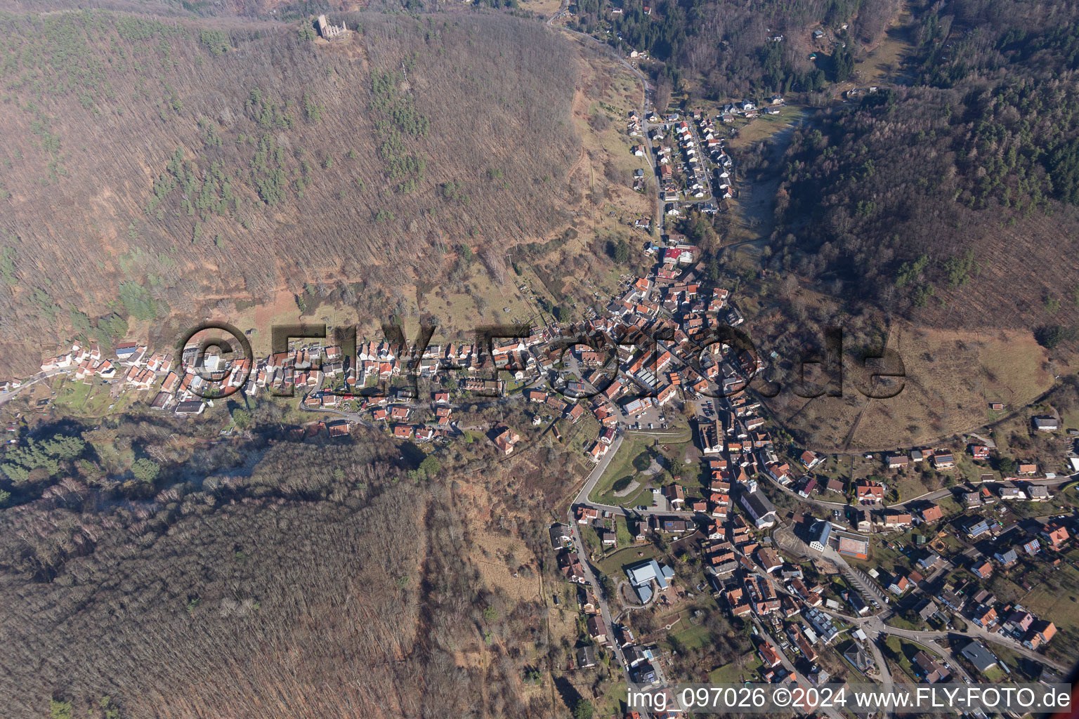 Ramberg in the state Rhineland-Palatinate, Germany seen from a drone