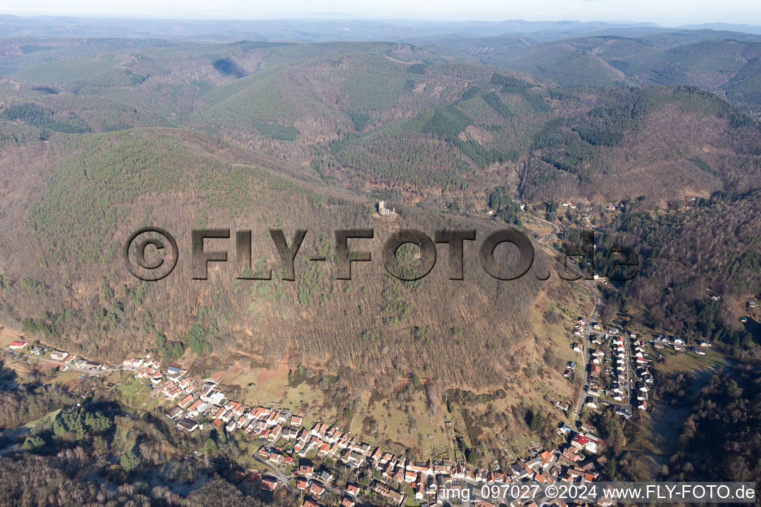 Aerial view of Ramberg in the state Rhineland-Palatinate, Germany