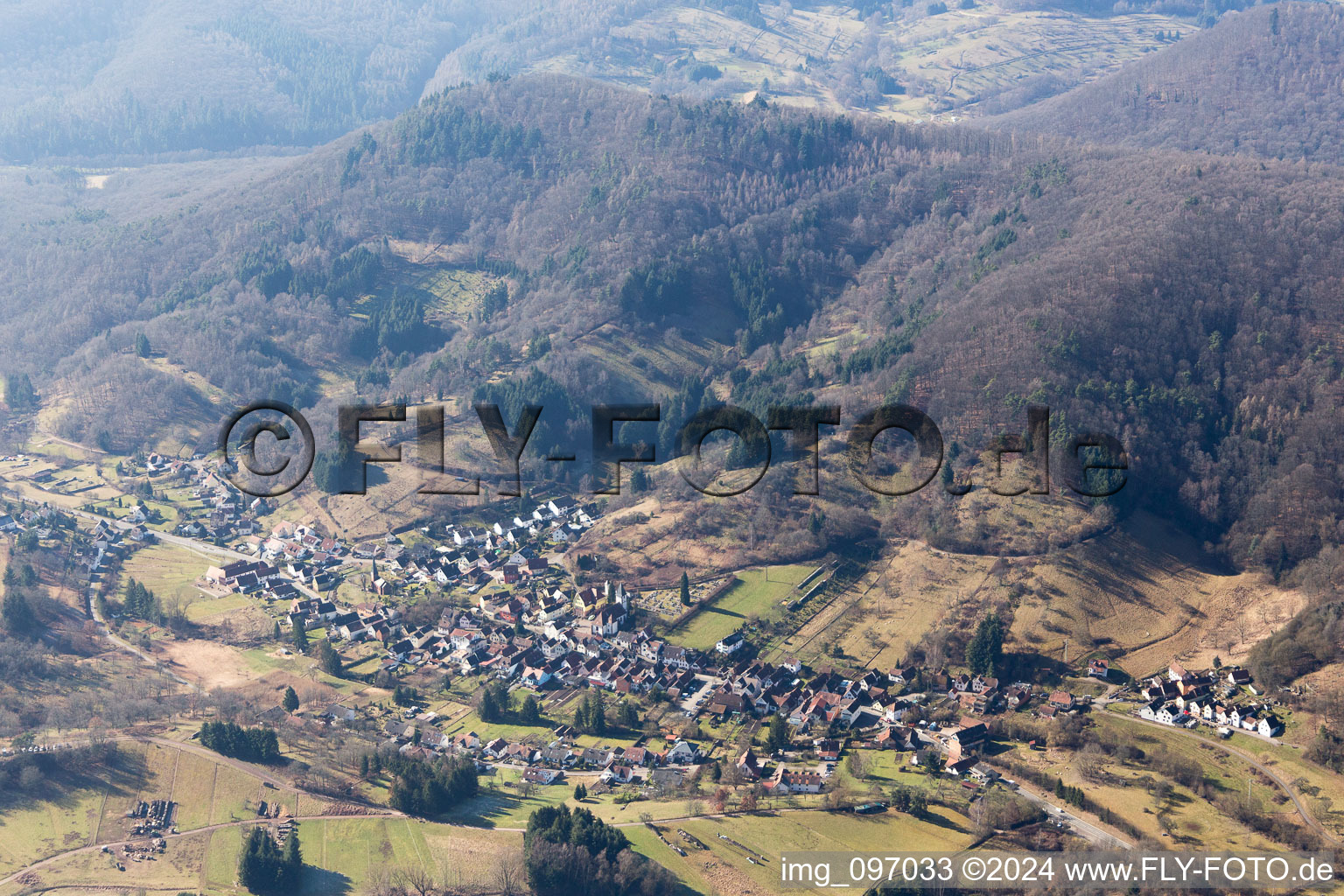 Oblique view of Dernbach in the state Rhineland-Palatinate, Germany