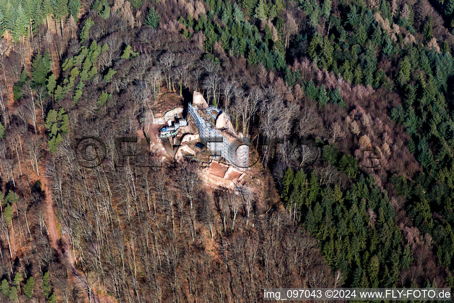 Ruins and vestiges of the former castle and fortress Burg Meistersel in Ramberg in the state Rhineland-Palatinate, Germany