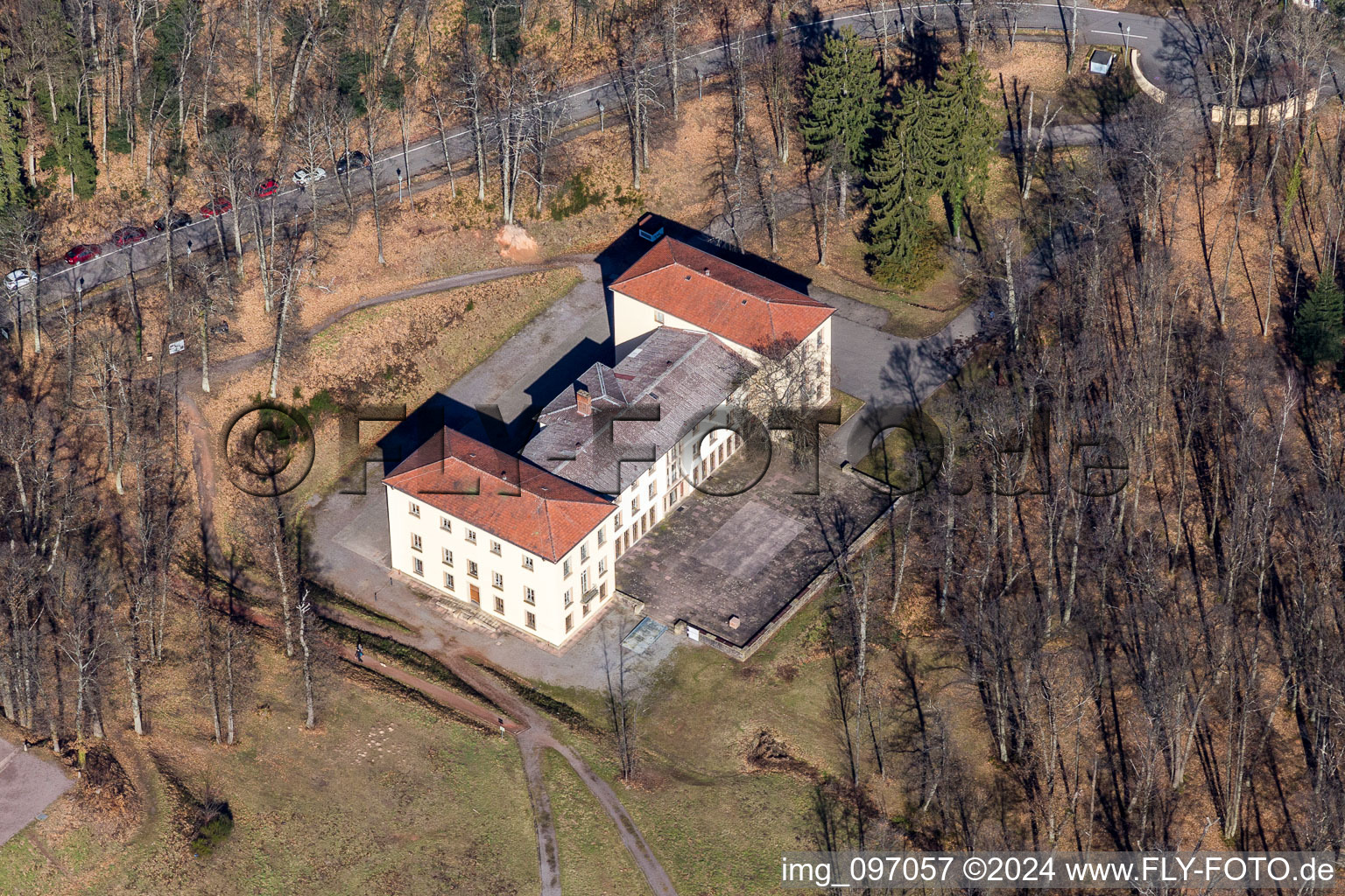 Aerial view of Palace Villa Ludwigshoehe in Edenkoben in the state Rhineland-Palatinate, Germany