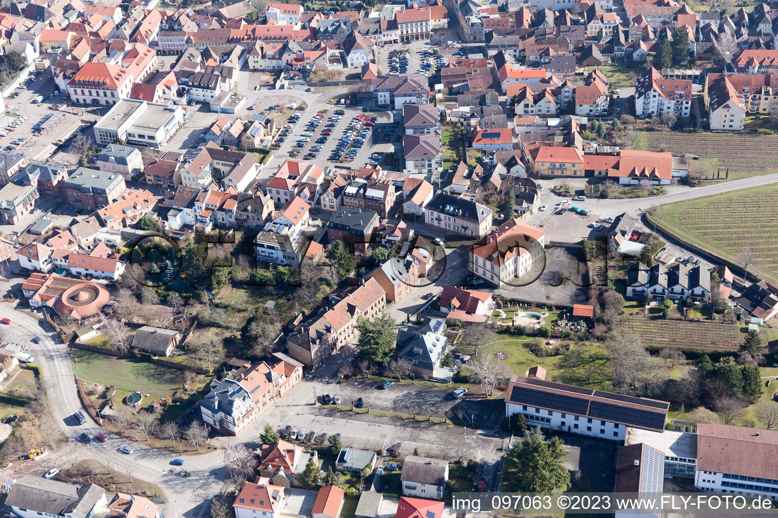 Bird's eye view of Edenkoben in the state Rhineland-Palatinate, Germany