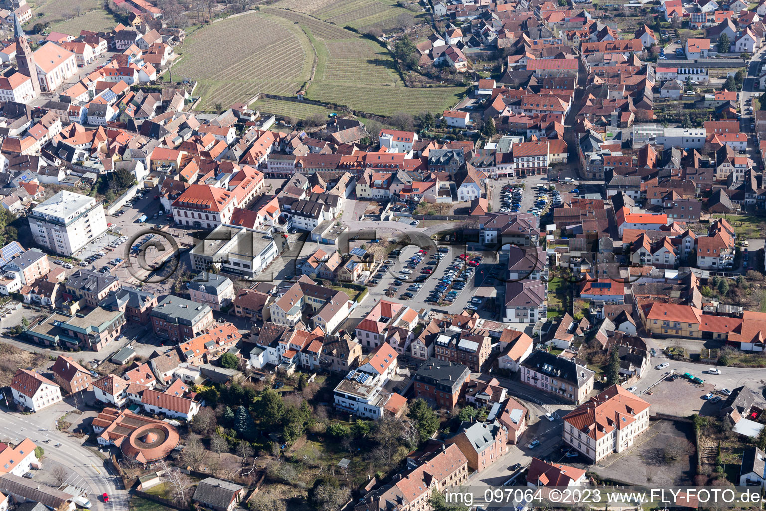 Edenkoben in the state Rhineland-Palatinate, Germany viewn from the air