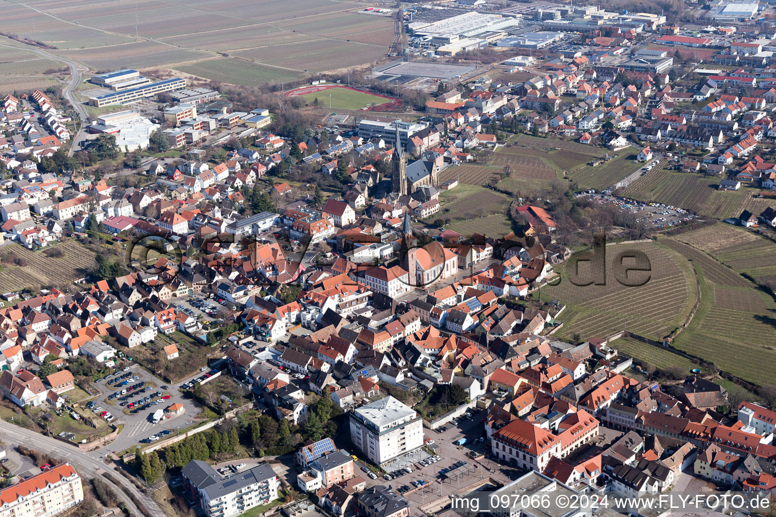 Town View of the streets and houses of the residential areas in Edenkoben in the state Rhineland-Palatinate