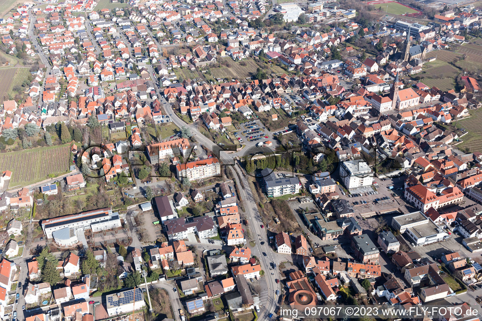 Drone image of Edenkoben in the state Rhineland-Palatinate, Germany