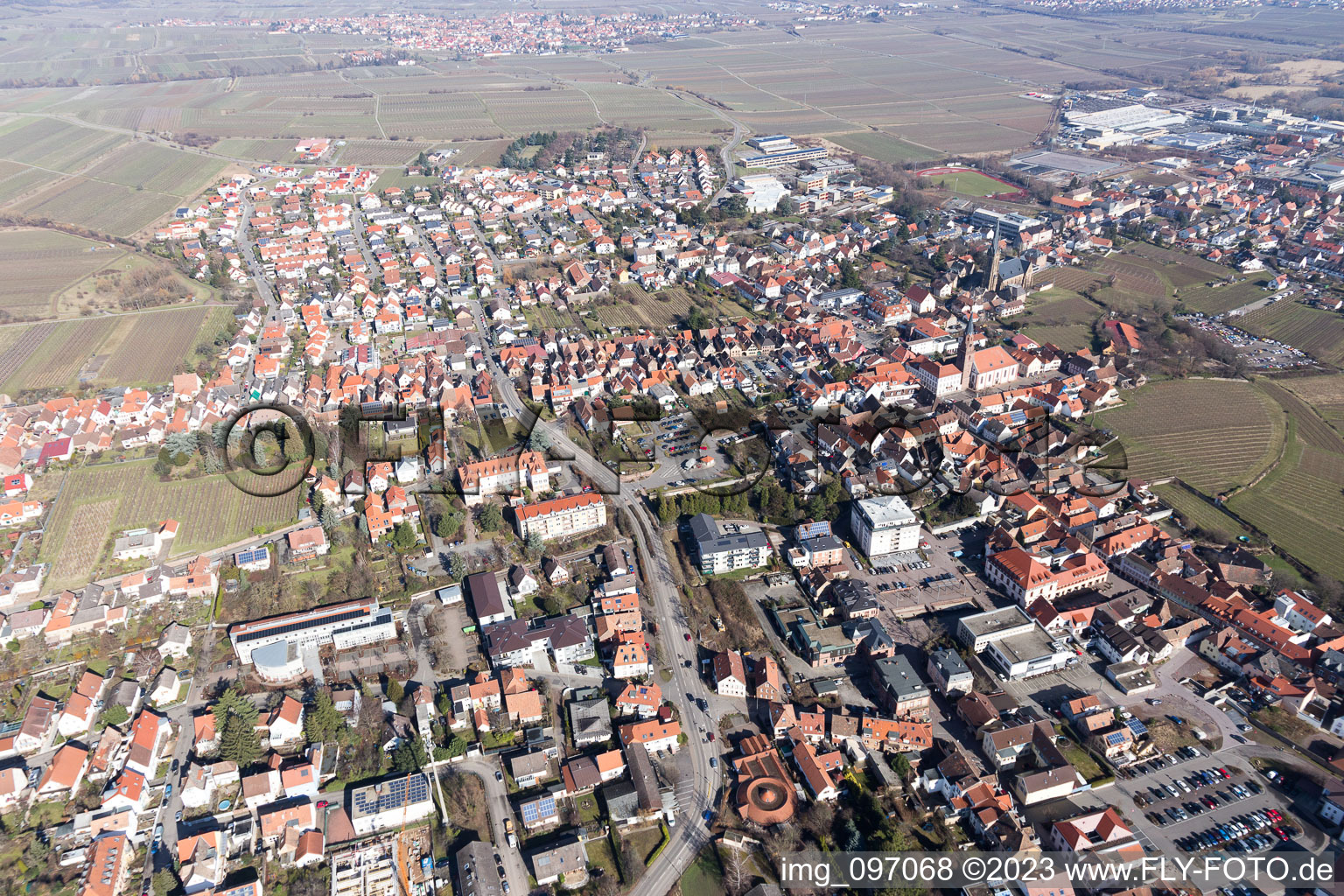 Edenkoben in the state Rhineland-Palatinate, Germany from the drone perspective