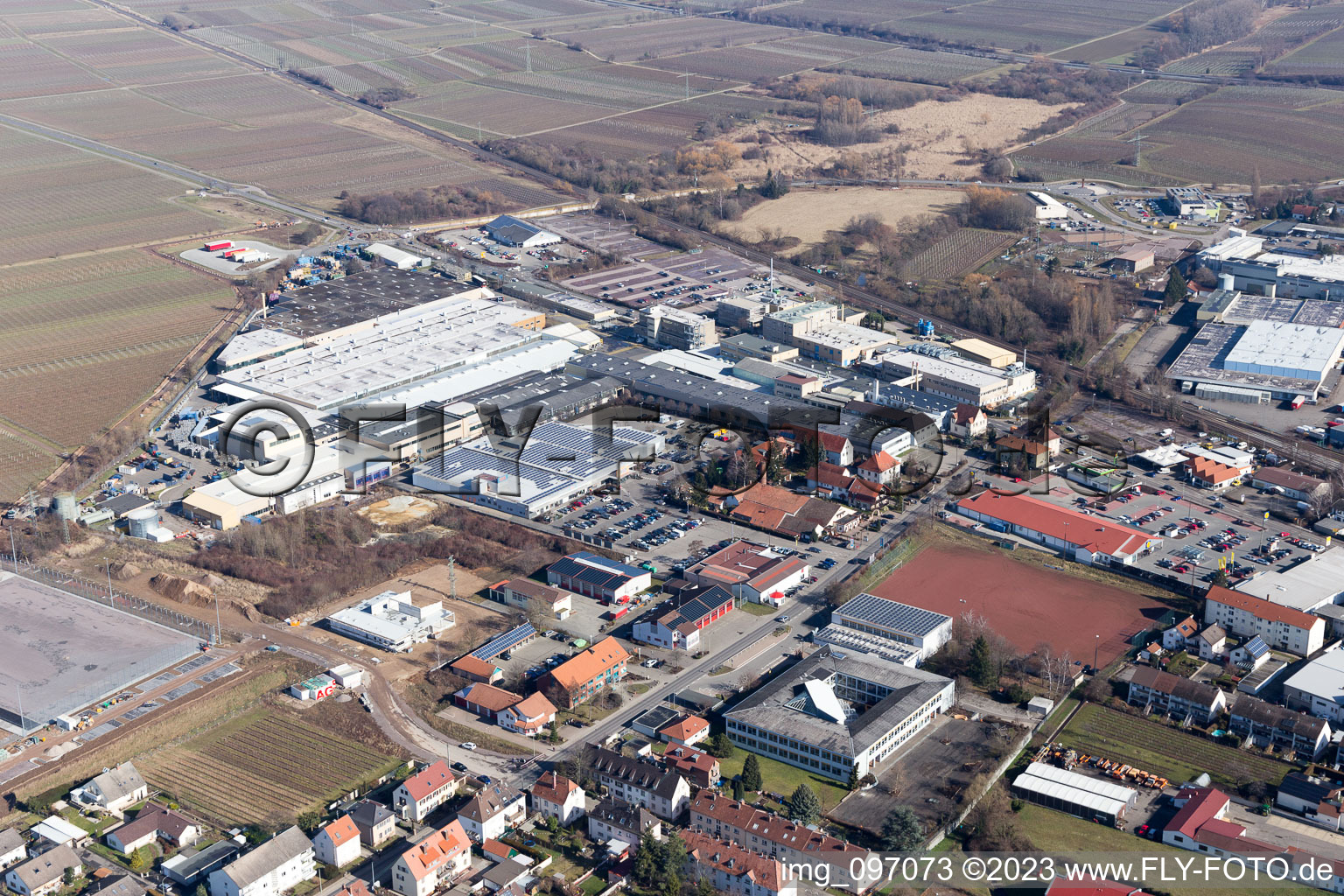 Aerial photograpy of Edenkoben in the state Rhineland-Palatinate, Germany