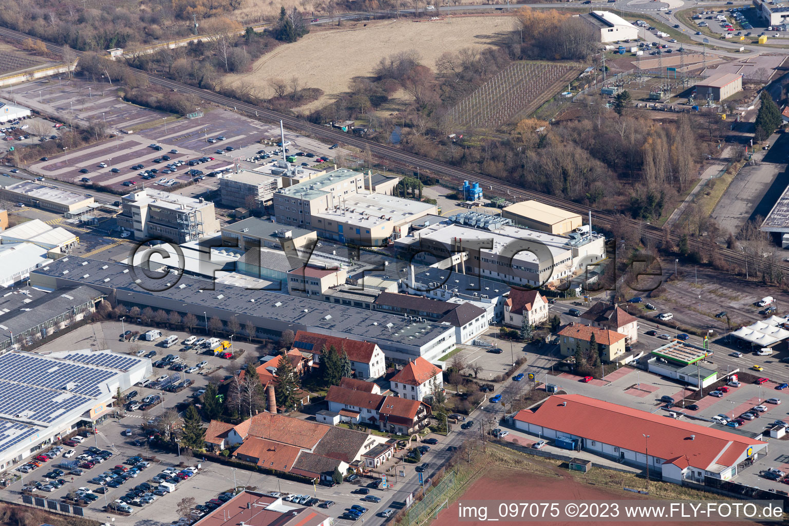 Edenkoben in the state Rhineland-Palatinate, Germany from above