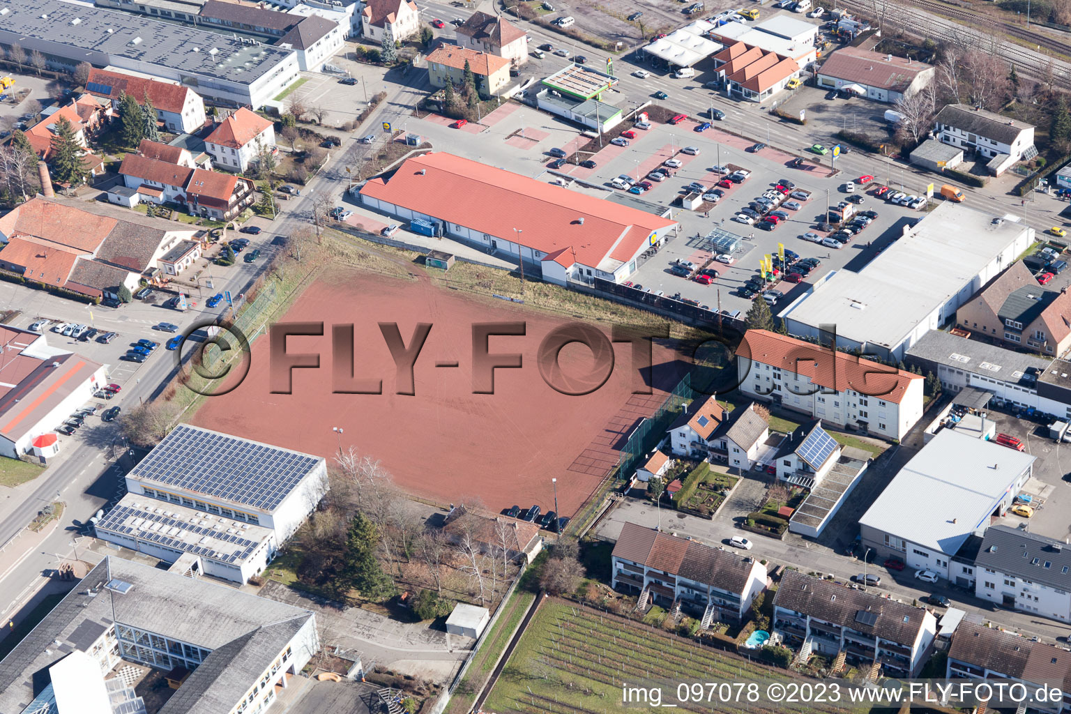 Edenkoben in the state Rhineland-Palatinate, Germany seen from above