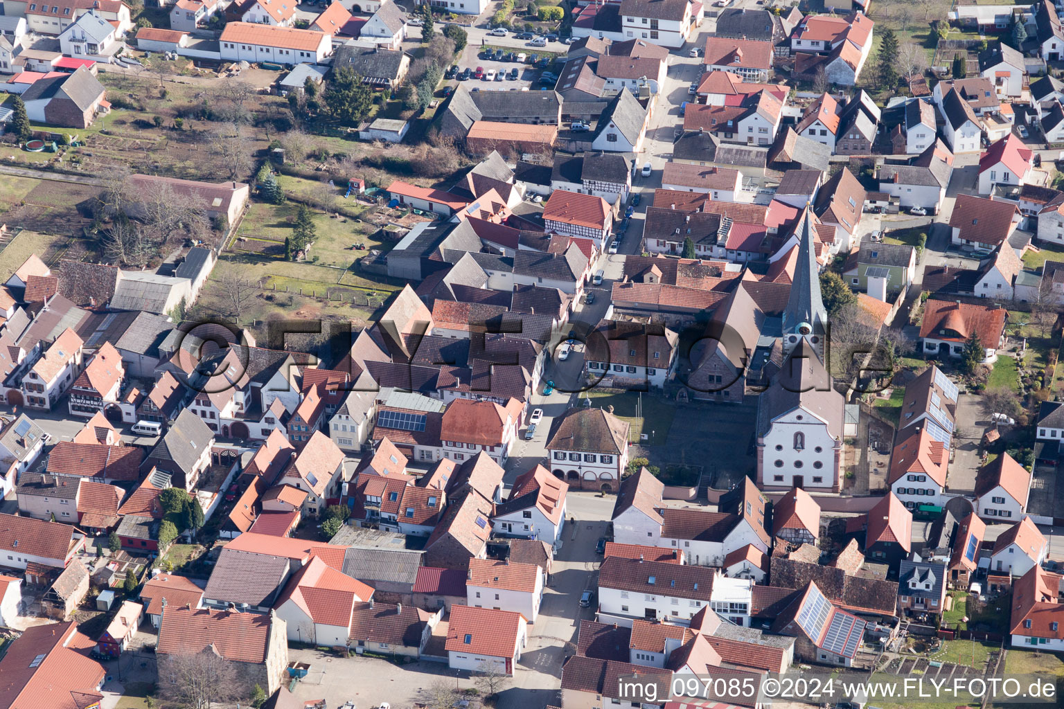 Bird's eye view of Venningen in the state Rhineland-Palatinate, Germany