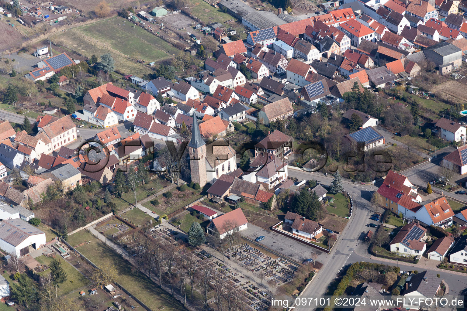 Aerial photograpy of Gommersheim in the state Rhineland-Palatinate, Germany