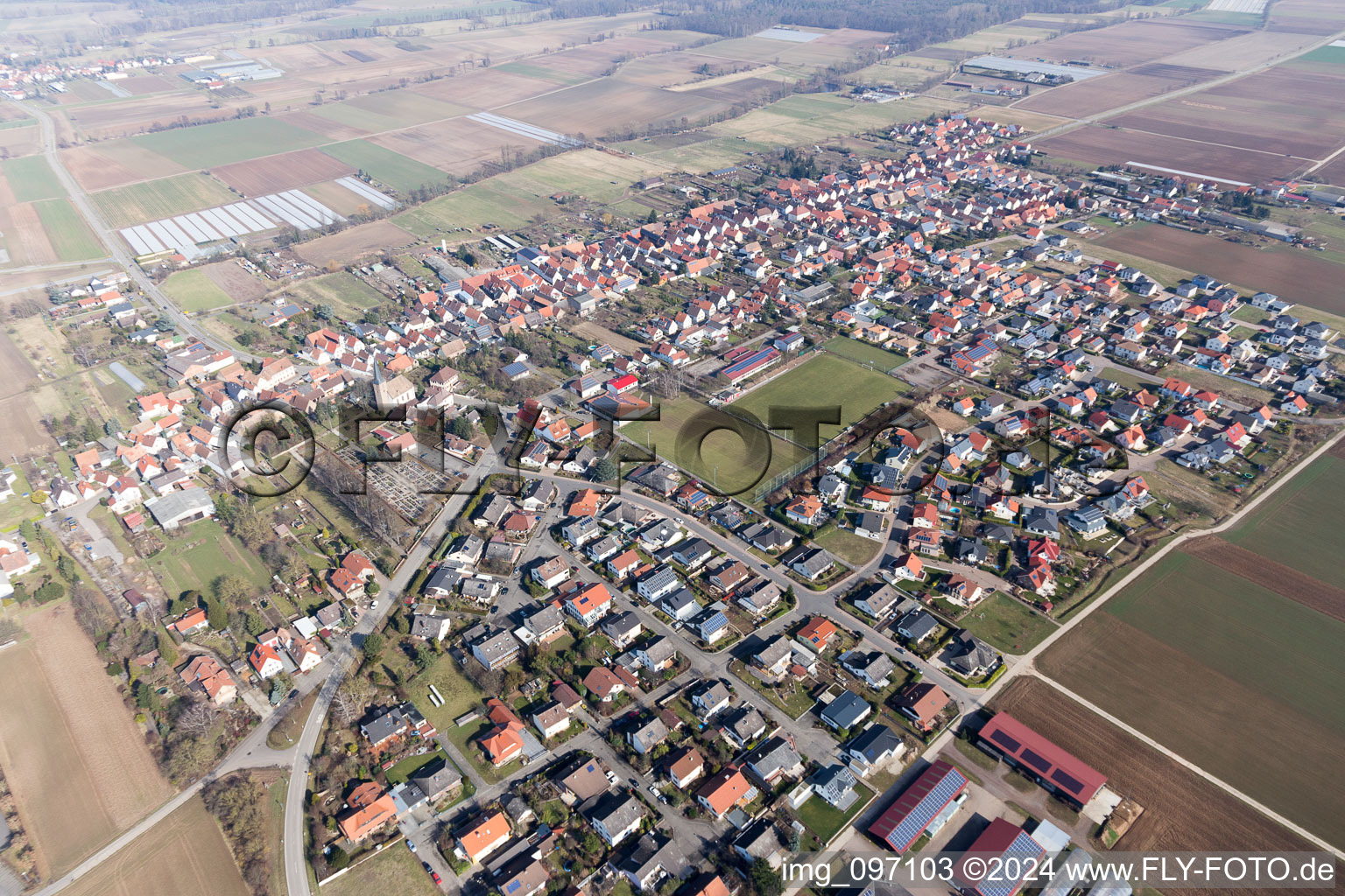 Oblique view of Gommersheim in the state Rhineland-Palatinate, Germany