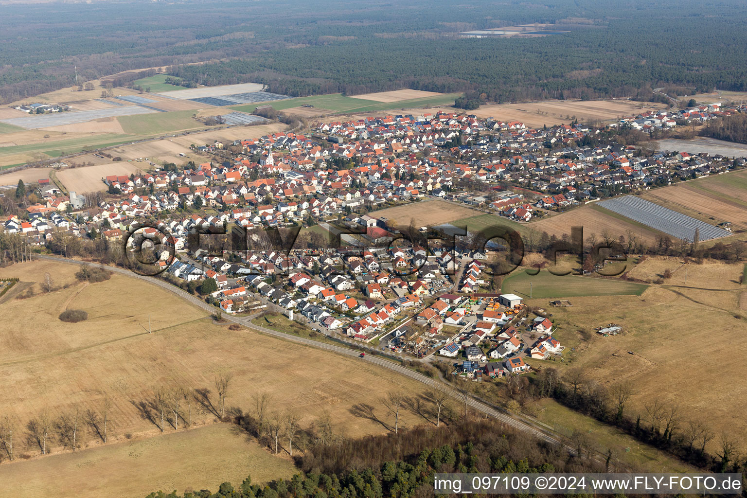 Drone image of Hanhofen in the state Rhineland-Palatinate, Germany