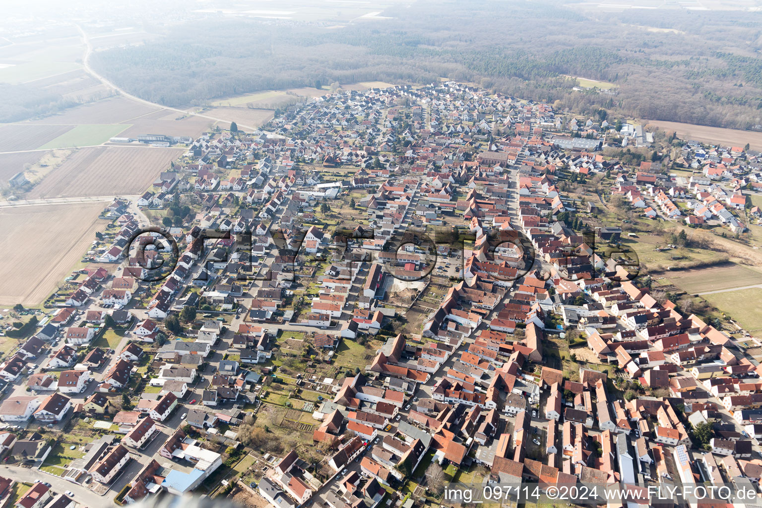 Harthausen in the state Rhineland-Palatinate, Germany seen from a drone