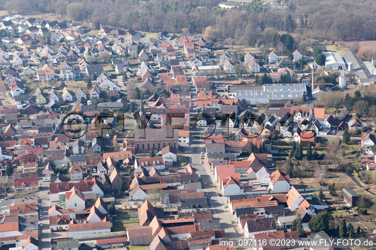 Aerial view of Harthausen in the state Rhineland-Palatinate, Germany