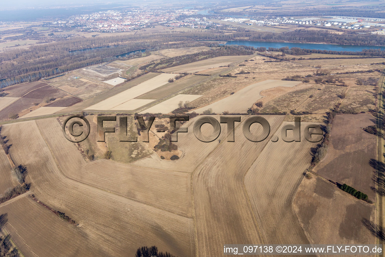 Flotzgrün Island with BASF landfill in the district Mechtersheim in Römerberg in the state Rhineland-Palatinate, Germany