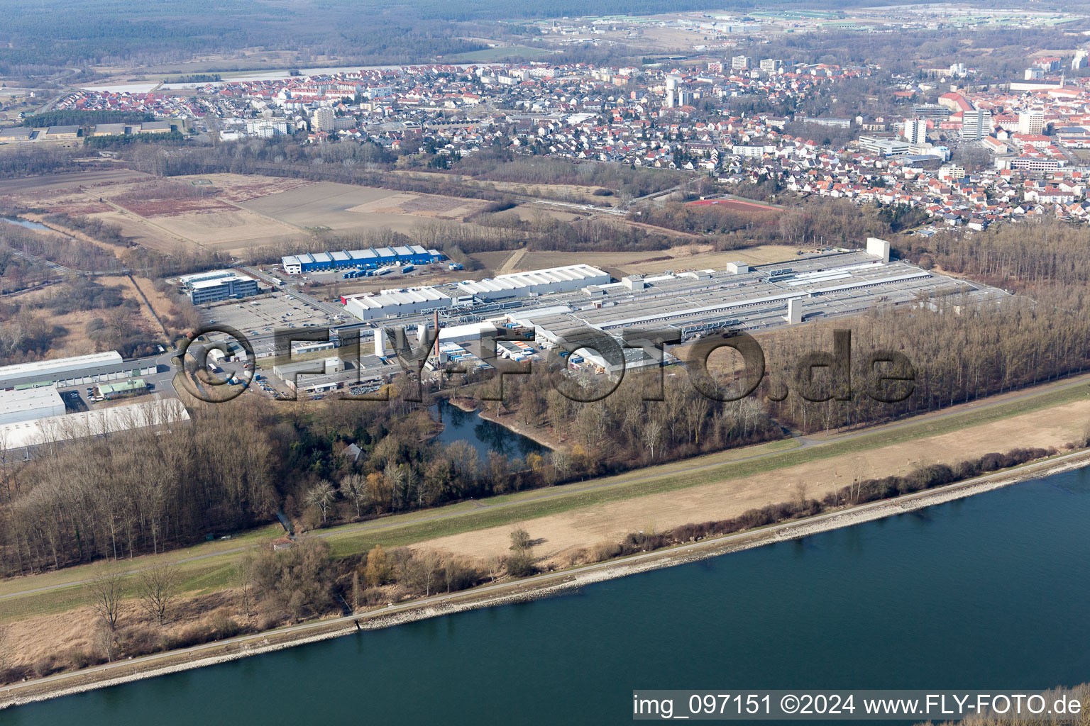 Bird's eye view of Germersheim in the state Rhineland-Palatinate, Germany