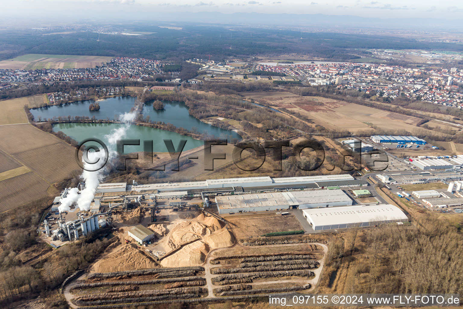 Building and production halls on the premises of Nolte Holzwerkstoff GmbH & Co. KG in Germersheim in the state Rhineland-Palatinate, Germany