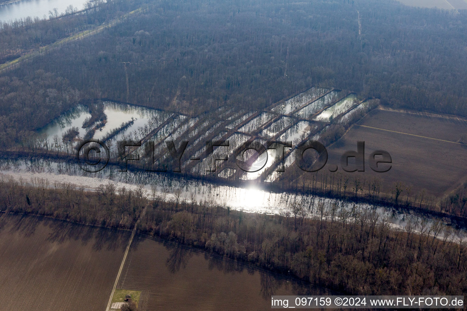 District Sondernheim in Germersheim in the state Rhineland-Palatinate, Germany seen from a drone