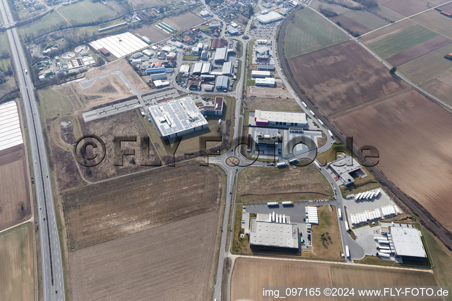 Rülzheim in the state Rhineland-Palatinate, Germany seen from a drone