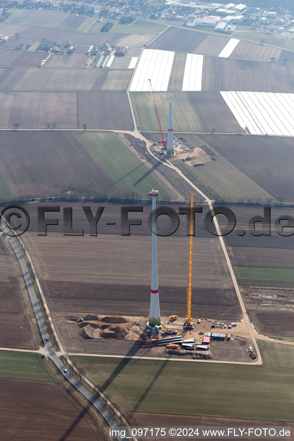 Aerial view of WKA in Hatzenbühl in the state Rhineland-Palatinate, Germany