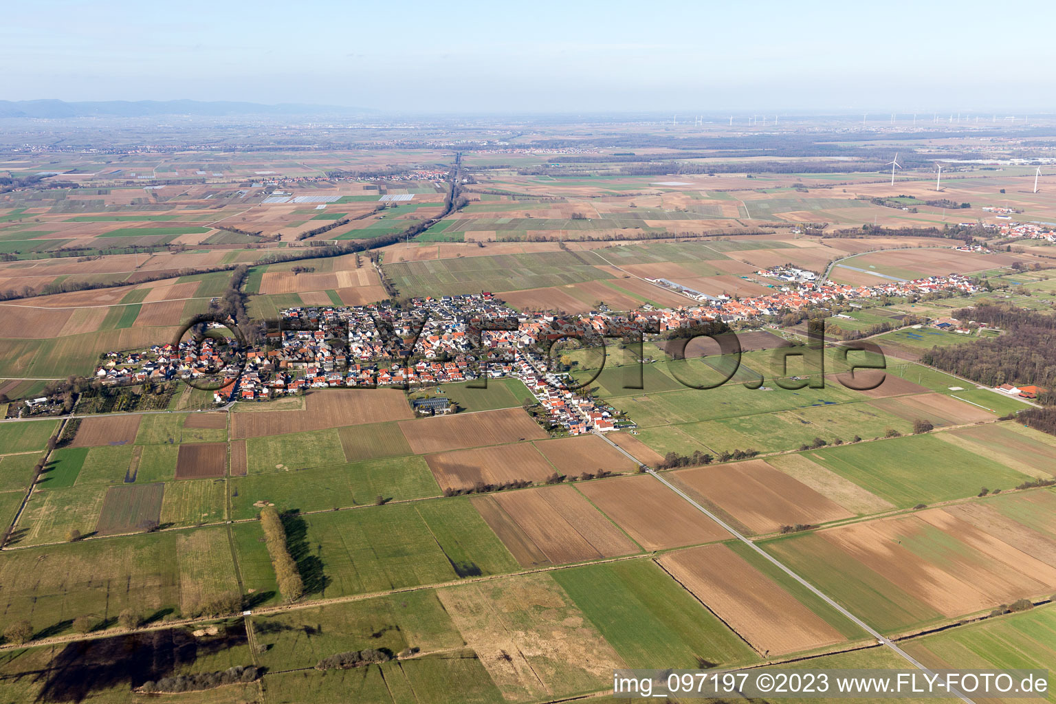 Freckenfeld in the state Rhineland-Palatinate, Germany from a drone