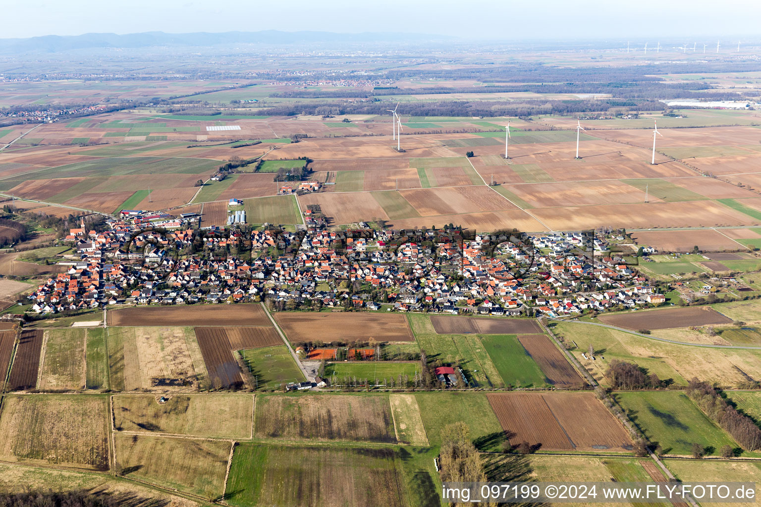 Minfeld in the state Rhineland-Palatinate, Germany from the drone perspective