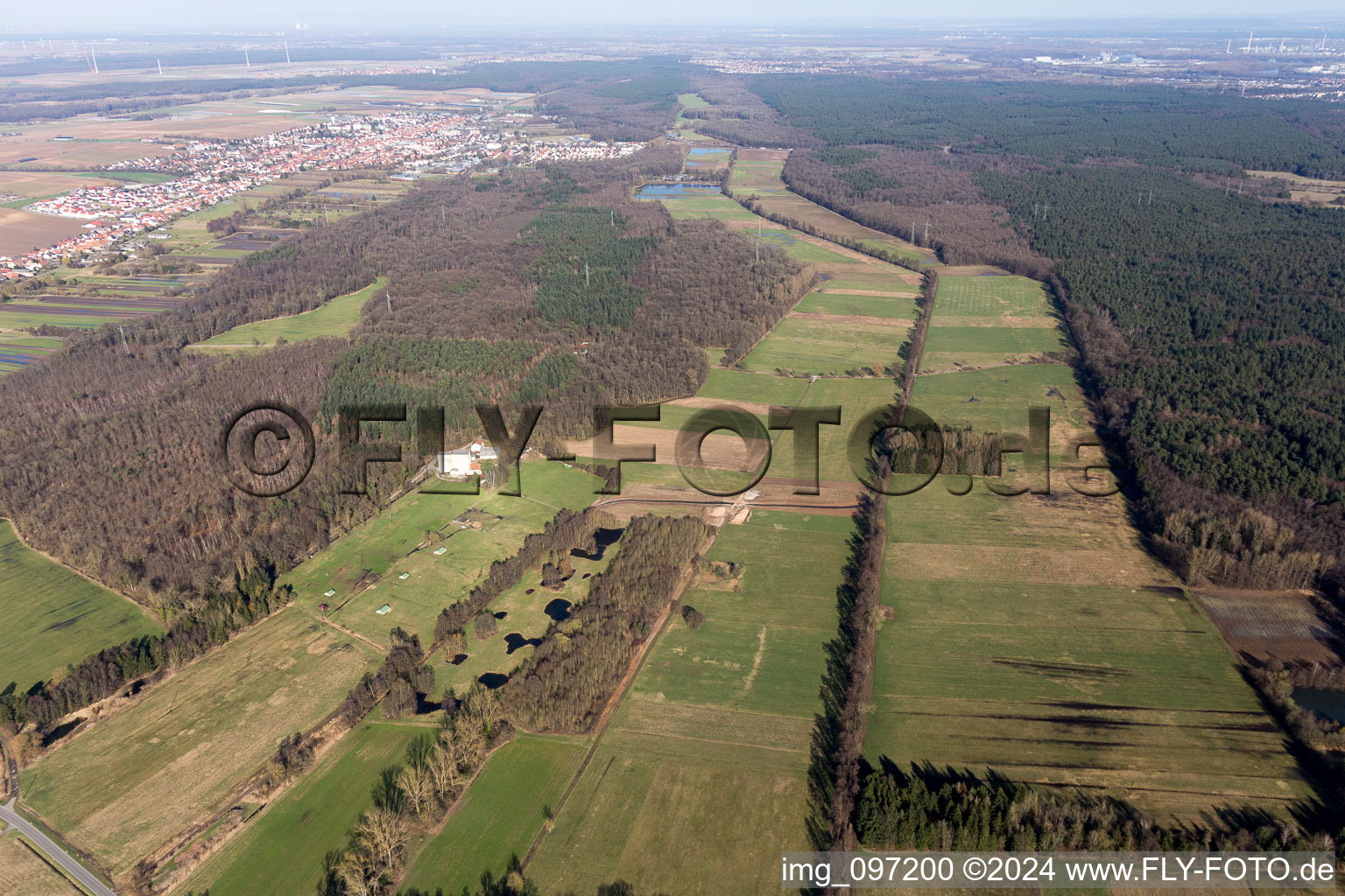 Minfeld in the state Rhineland-Palatinate, Germany from a drone